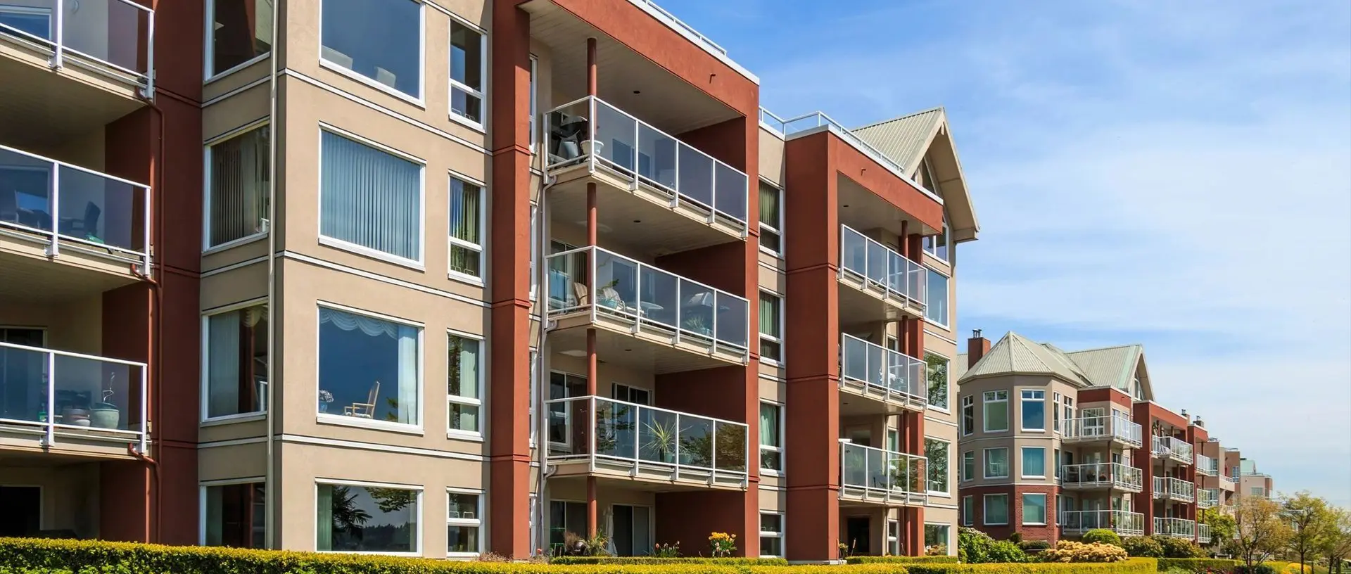 Beautiful and very modern facade of apartment complex